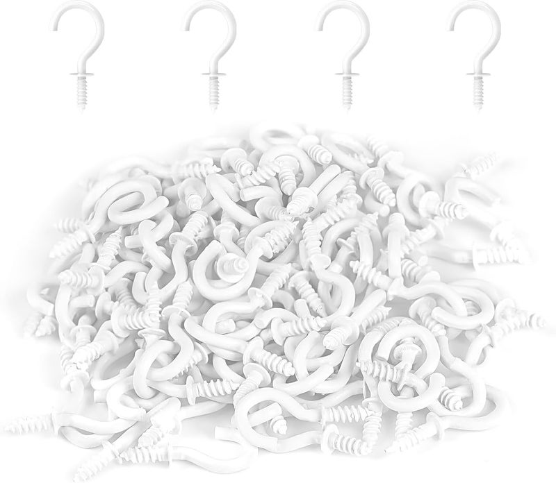 RELBRO 1/2 Inch Small Screw Hooks, Mini Metal Twist in Hooks, White, 100 Pcs - Image 1